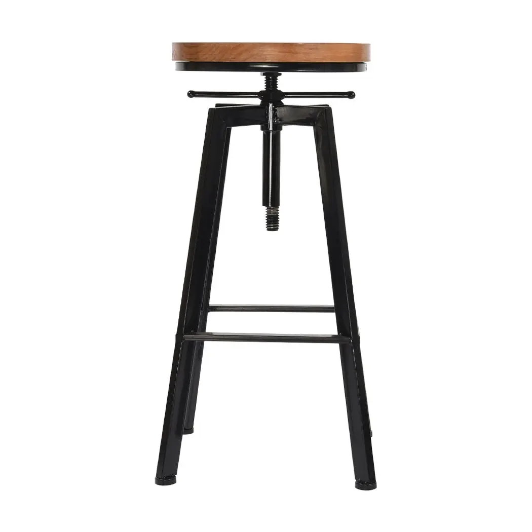 Levede 2x Bar Stools Industrial Kitchen Stool Wooden Barstools Swivel Chairs