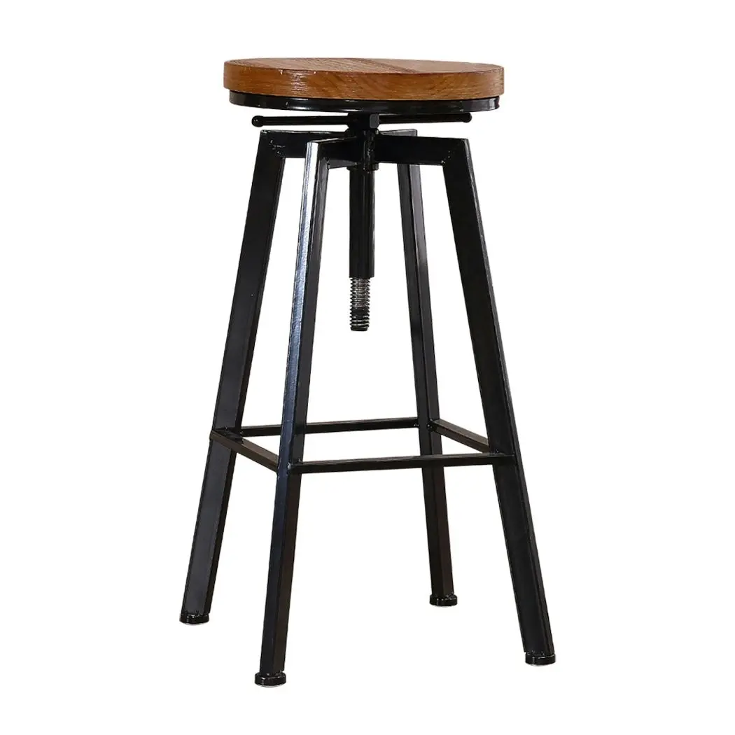 Levede Bar Stools Industrial Kitchen Stool Wooden Barstools Swivel Chair Vintage