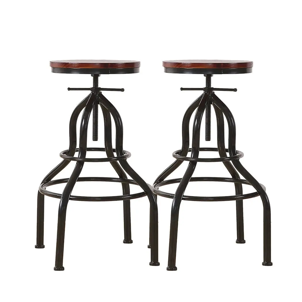 Levede 2x Industrial Bar Stools Kitchen Stool Counter Wooden Barstools Swivel