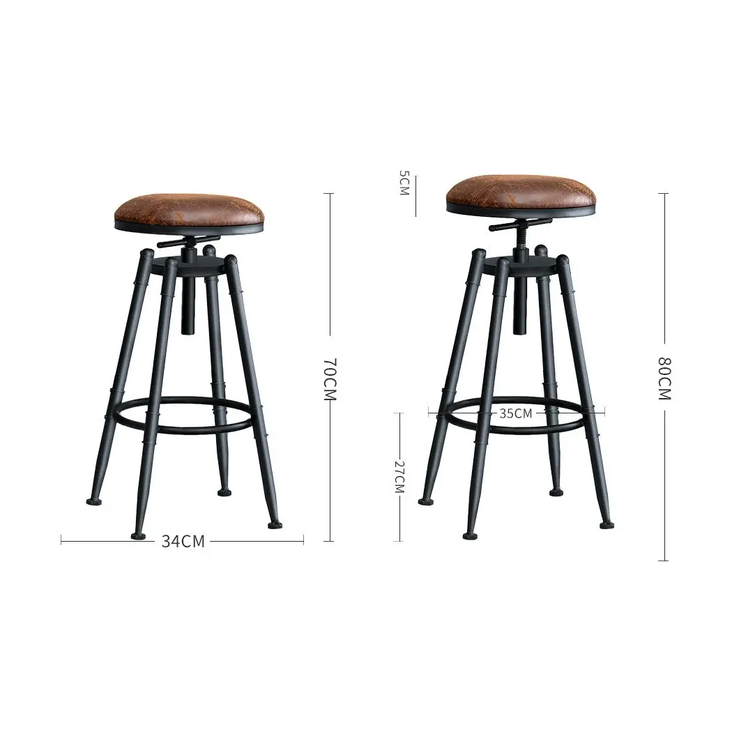 Levede 2x Industrial Bar Stools Kitchen Stool PU Leather Barstools Swivel Chairs