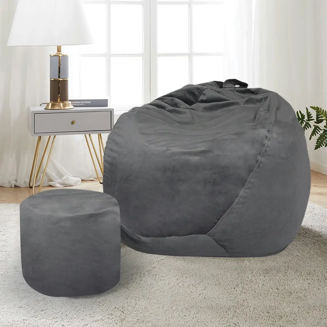 Marlow Bean Bag Chair Cover Home Game Seat Lazy Sofa Cover Large With Foot Stool