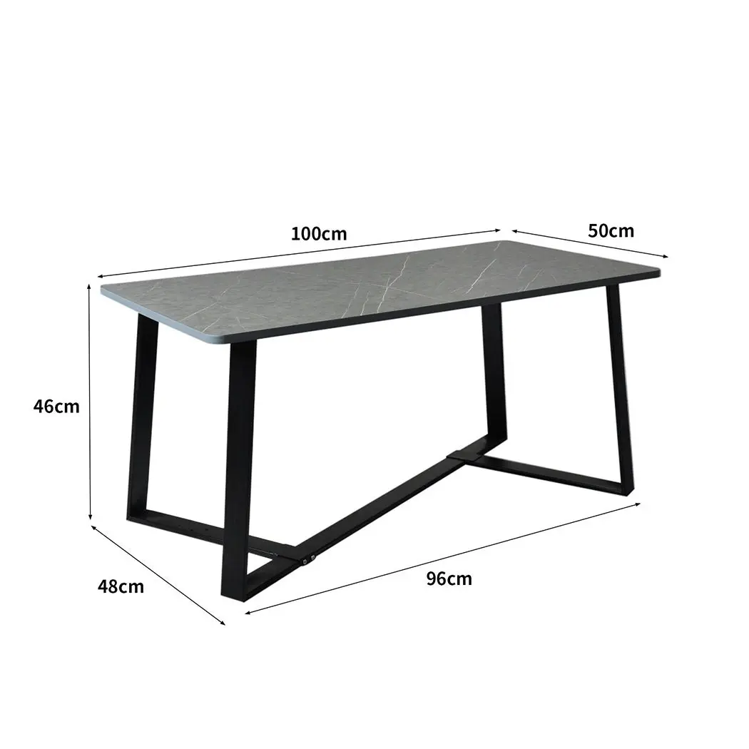 Levede Coffee Table Side Table Teapoy Industrial Steel Legs Marbled 100X50CM