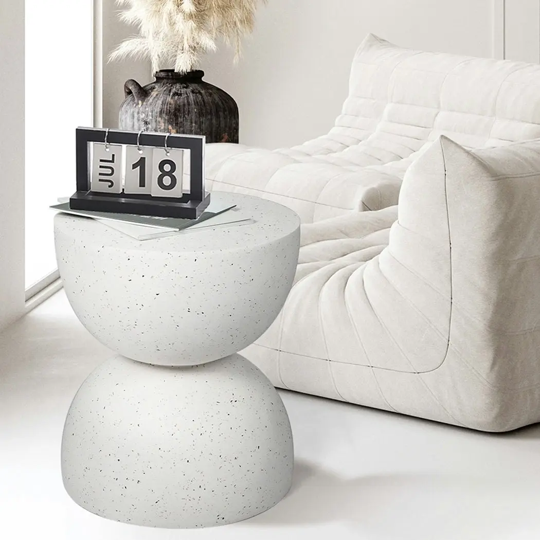 Levede Side Table Terrazzo Coffee End Tables Hourglass Magnesia Stool Stand 40cm