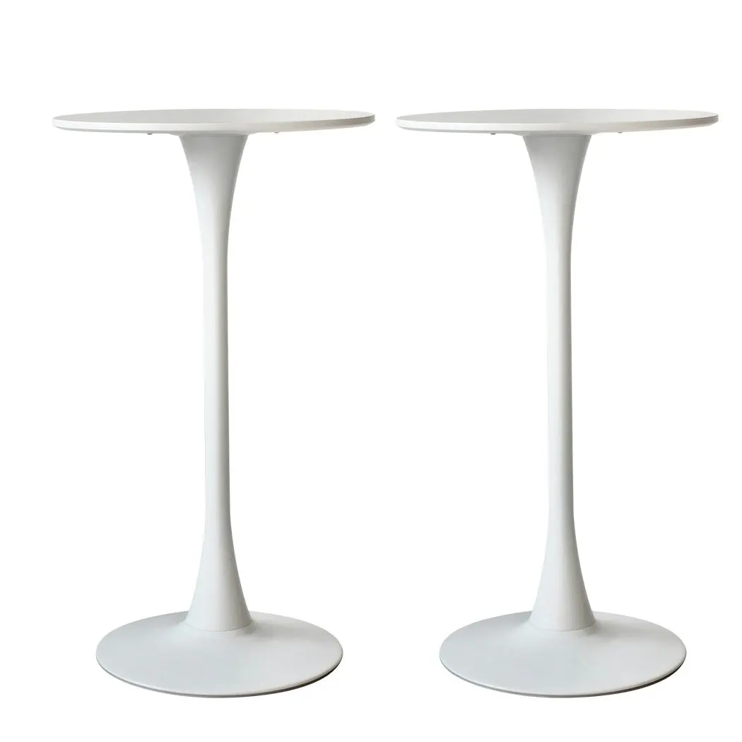 Levede 2x Round Bar Table Pub Tables Kitchen Marble Tulip Metal Base White