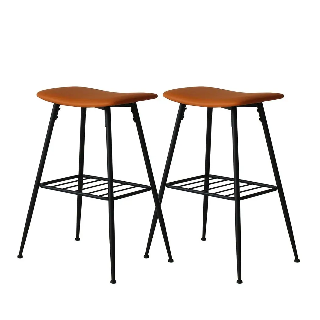 Levede 2x Bar Stools Kitchen Bar Pub Stool Counter Dining Chairs PU Leather Tan