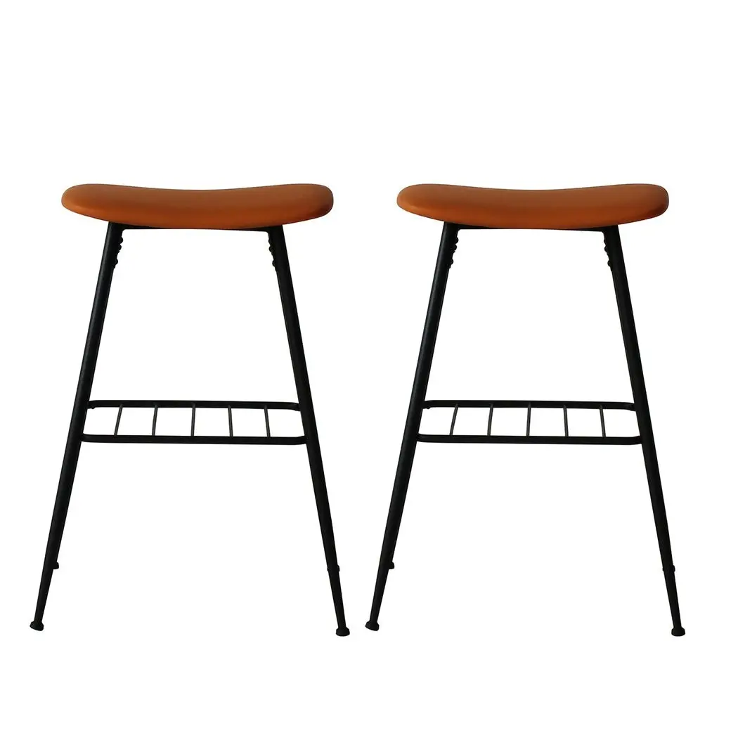 Levede 2x Bar Stools Kitchen Bar Pub Stool Counter Dining Chairs PU Leather Tan