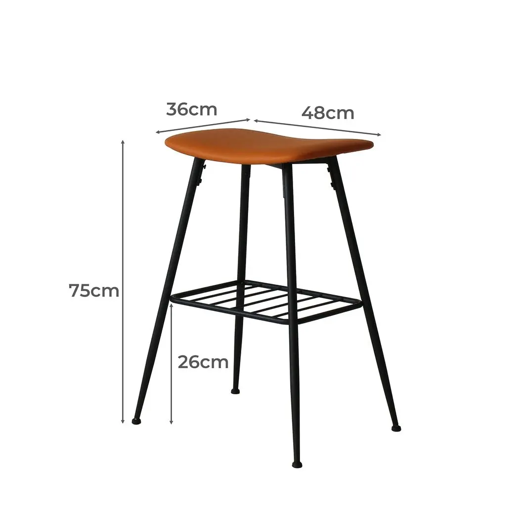 Levede 2x Bar Stools Kitchen Bar Pub Stool Counter Dining Chairs PU Leather Tan