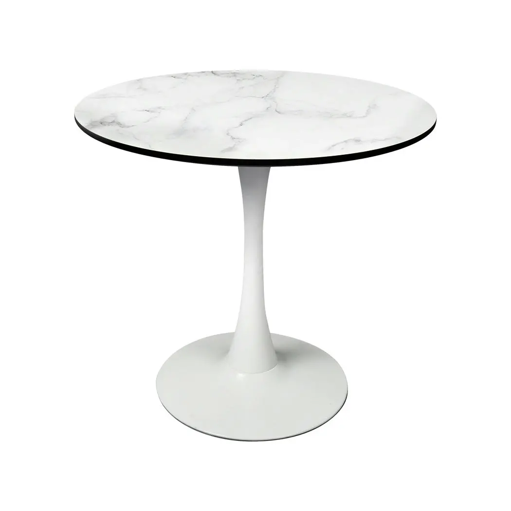 Levede Dining Table Kitchen 4 Person Marble Tulip Coffee Round Metal Base 80cm