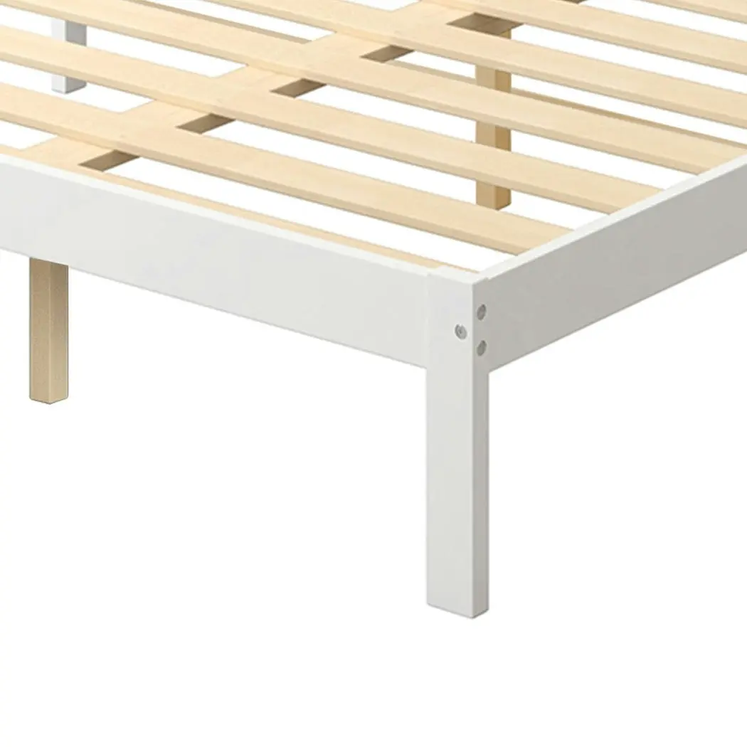 Levede Wooden Bed Frame Queen Full Size Mattress Base Timber White