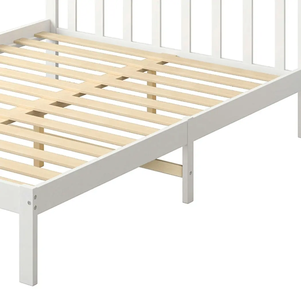 Levede Wooden Bed Frame Queen Full Size Mattress Base Timber White