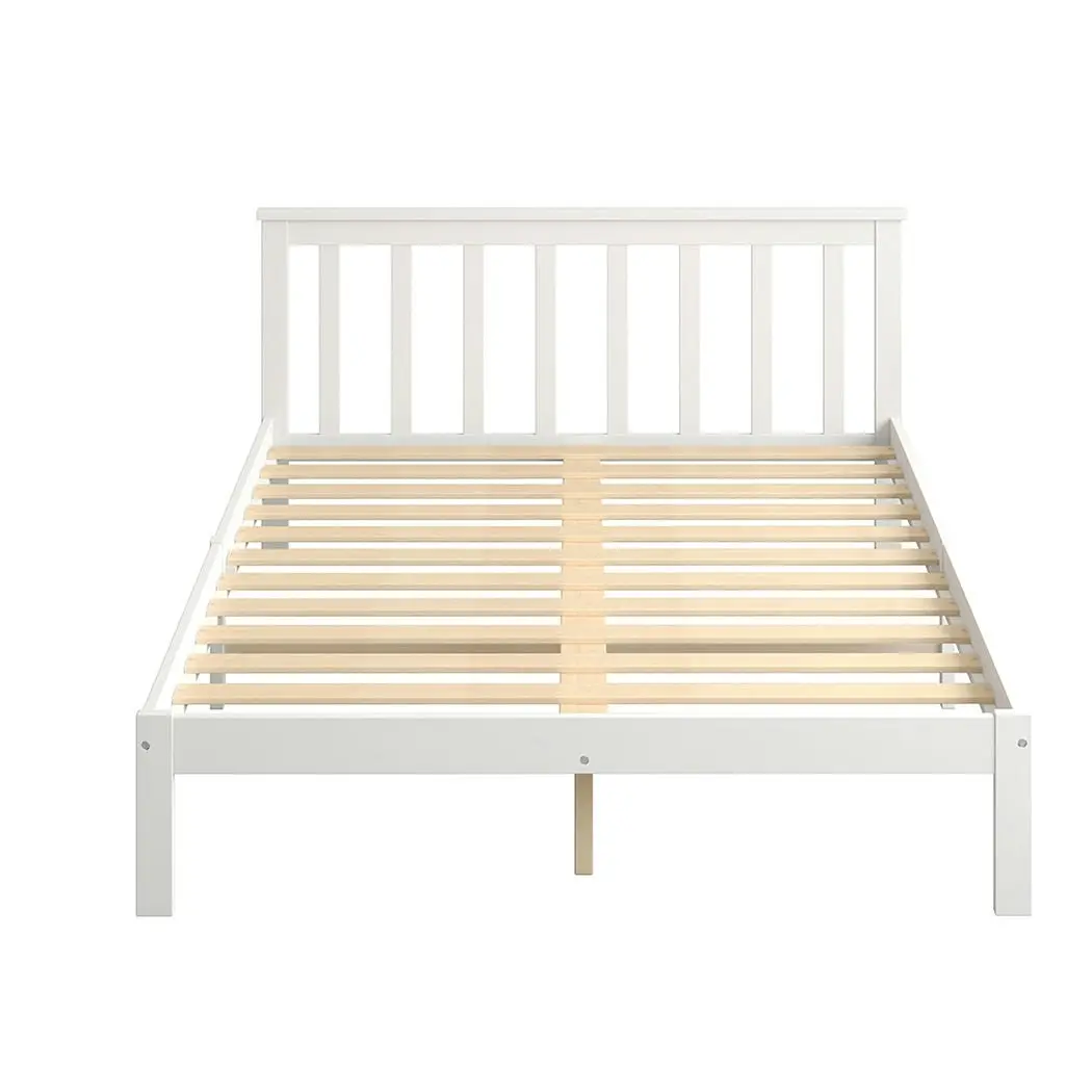 Levede Wooden Bed Frame Queen Full Size Mattress Base Timber White