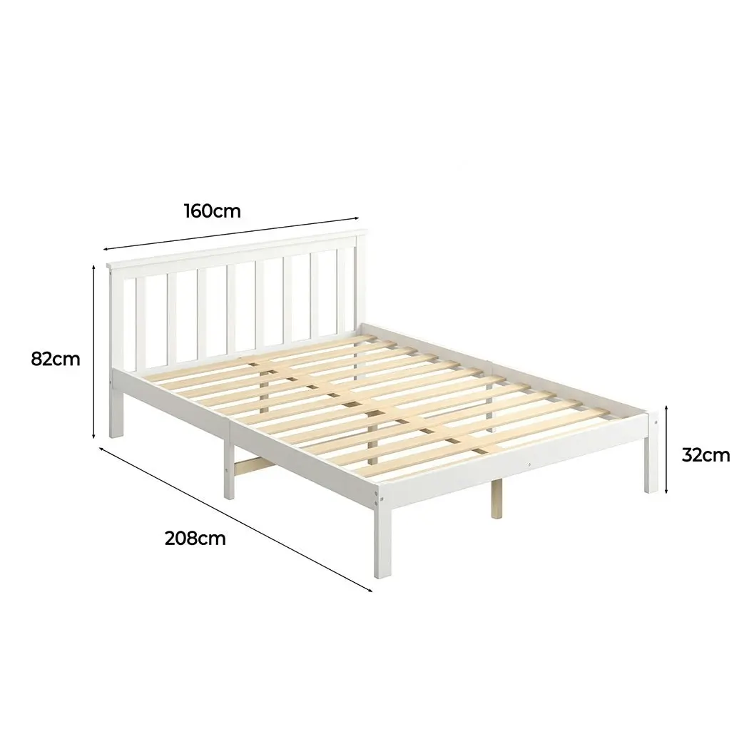 Levede Wooden Bed Frame Queen Full Size Mattress Base Timber White