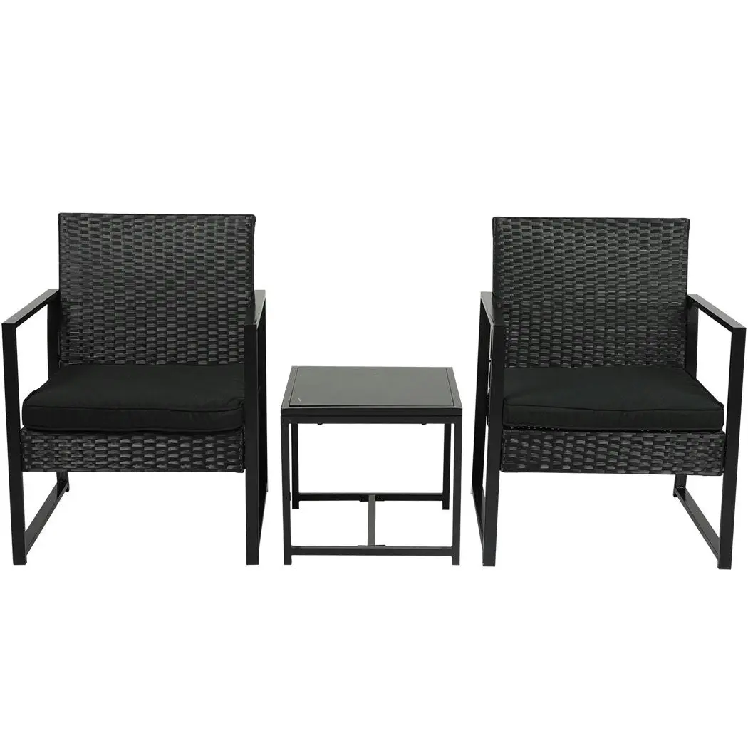 Levede 3 Pcs Outdoor Furniture Set Chair Table Setting Patio Garden Rattan Seat