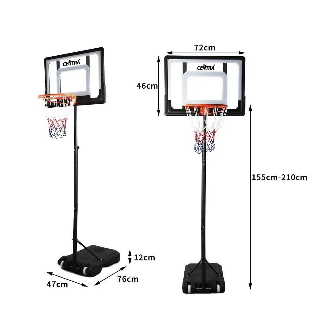 Centra Basketball Hoop Stand Ring Portable 2.1M Adjustable Height Kids Backboard