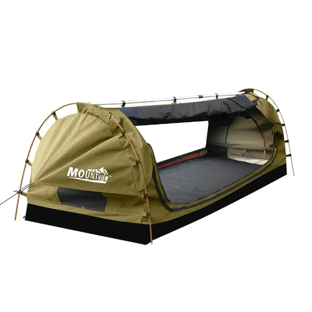 Mountview Double Swag Camping Swags Canvas Dome Tent Free Standing Khaki