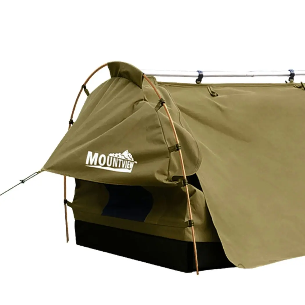 Mountview Double Swag Camping Swags Canvas Dome Tent Free Standing Khaki