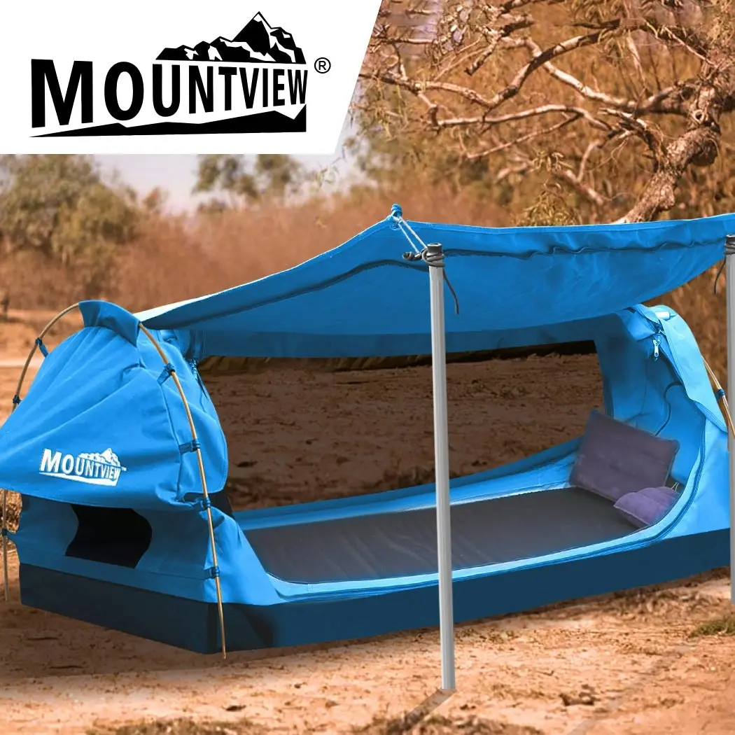 Mountview Double Swag Camping Swags Canvas Dome Tent Free Standing Navy