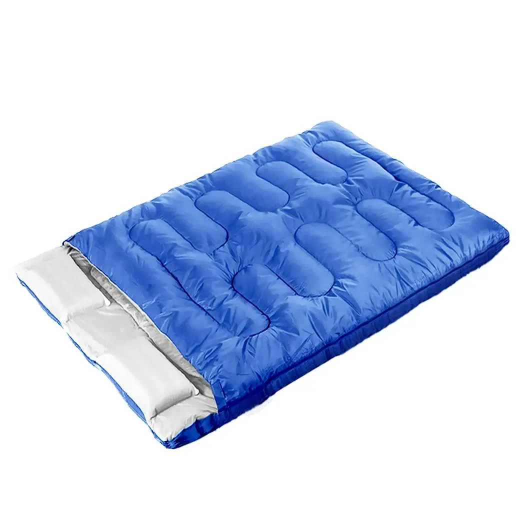 Mountview Sleeping Bag Double Bags Outdoor Camping Thermal 0℃-18℃ Hiking Blue