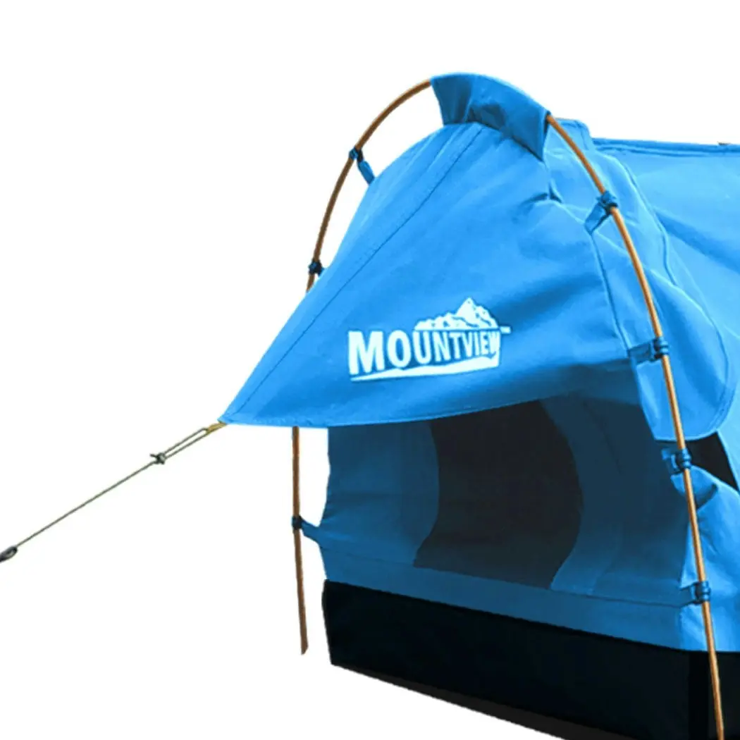 Mountview Double Swag Camping Swags Canvas Dome Tent Hiking Mattress Blue