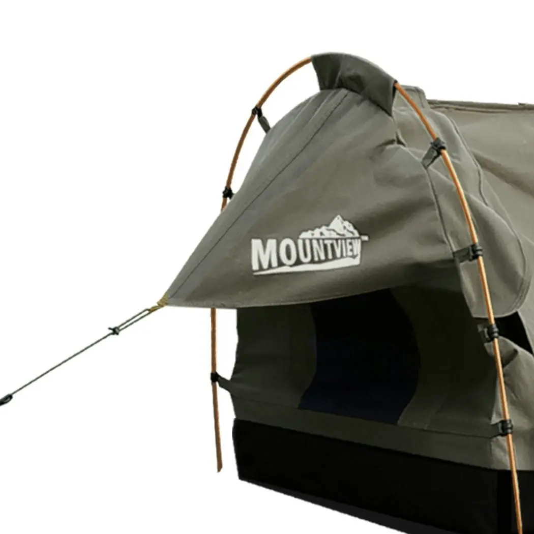 Mountview Double Swag Camping Swags Canvas Dome Tent Hiking Mattress Grey