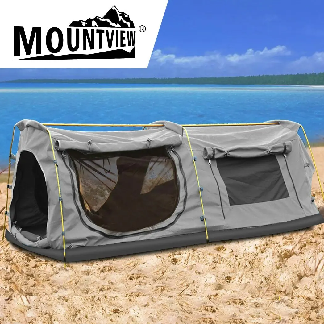 Mountview King Single Swag Camping Swags Canvas Dome Fly Tent Hiking Mattress