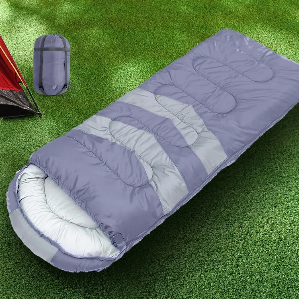 Mountview Single Sleeping Bag Bags Outdoor Camping Hiking Thermal -10℃ Tent Grey