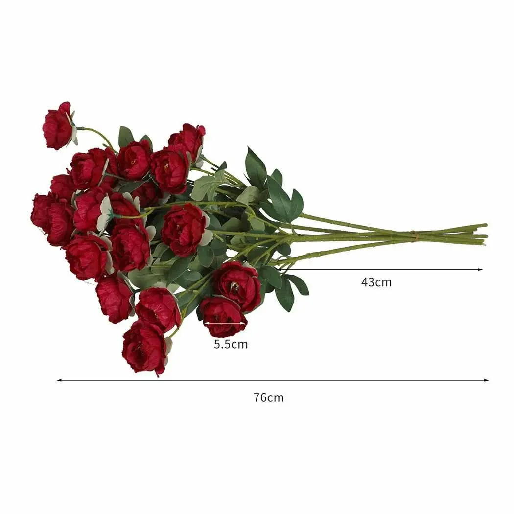 Lambu Artificial Flowers Silk Roses Bouquet Bunch Heads Garland Decor BurgundyX6