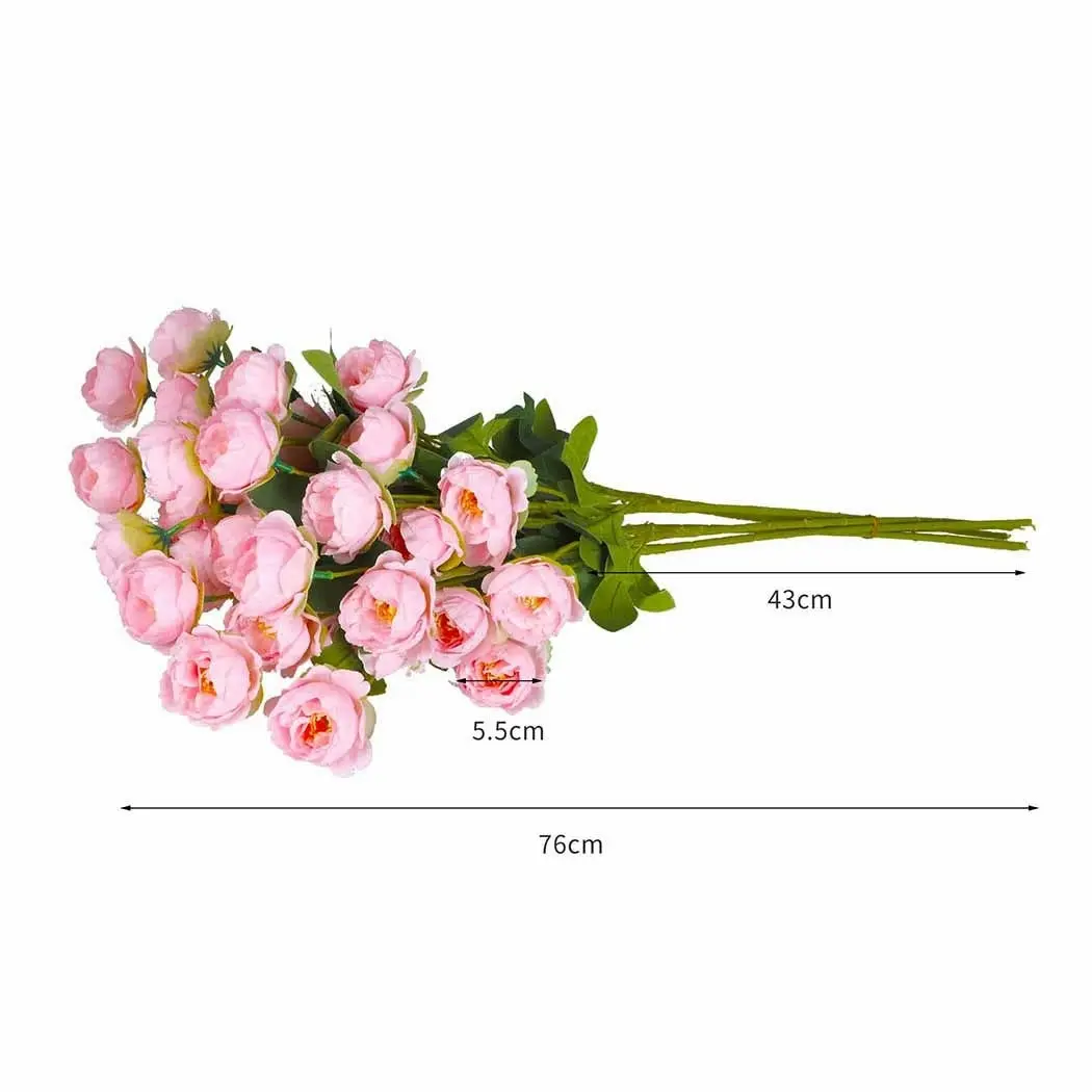 Lambu Artificial Flowers Silk Roses Bouquet Bunch Heads Garland Wedding Pink X6