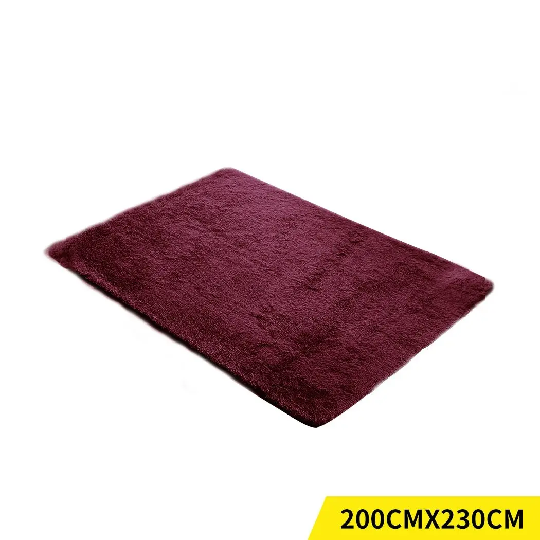 Marlow Soft Shag Shaggy Floor Confetti Rug Carpet Decor 200x230cm Burgundy