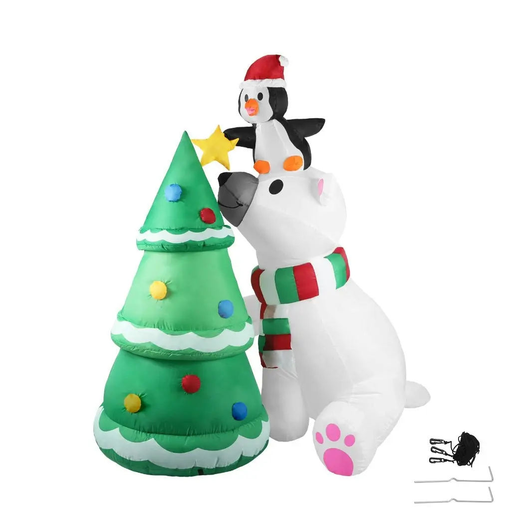 Santaco Inflatable Christmas Decor Polar Bear Tree 1.8M LED Lights Xmas Party