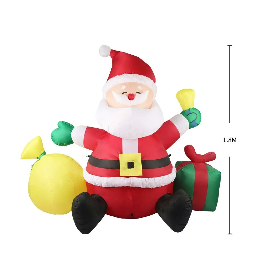 Santaco Inflatable Christmas Outdoor Decorations Santa 1.8M LED Lights Party