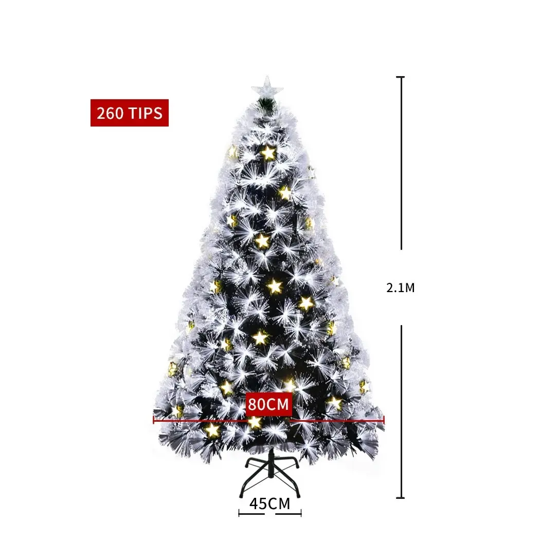 Santaco Christmas Tree 2.1M 7Ft Xmas Decorations Fibre Optic Multicolour Lights