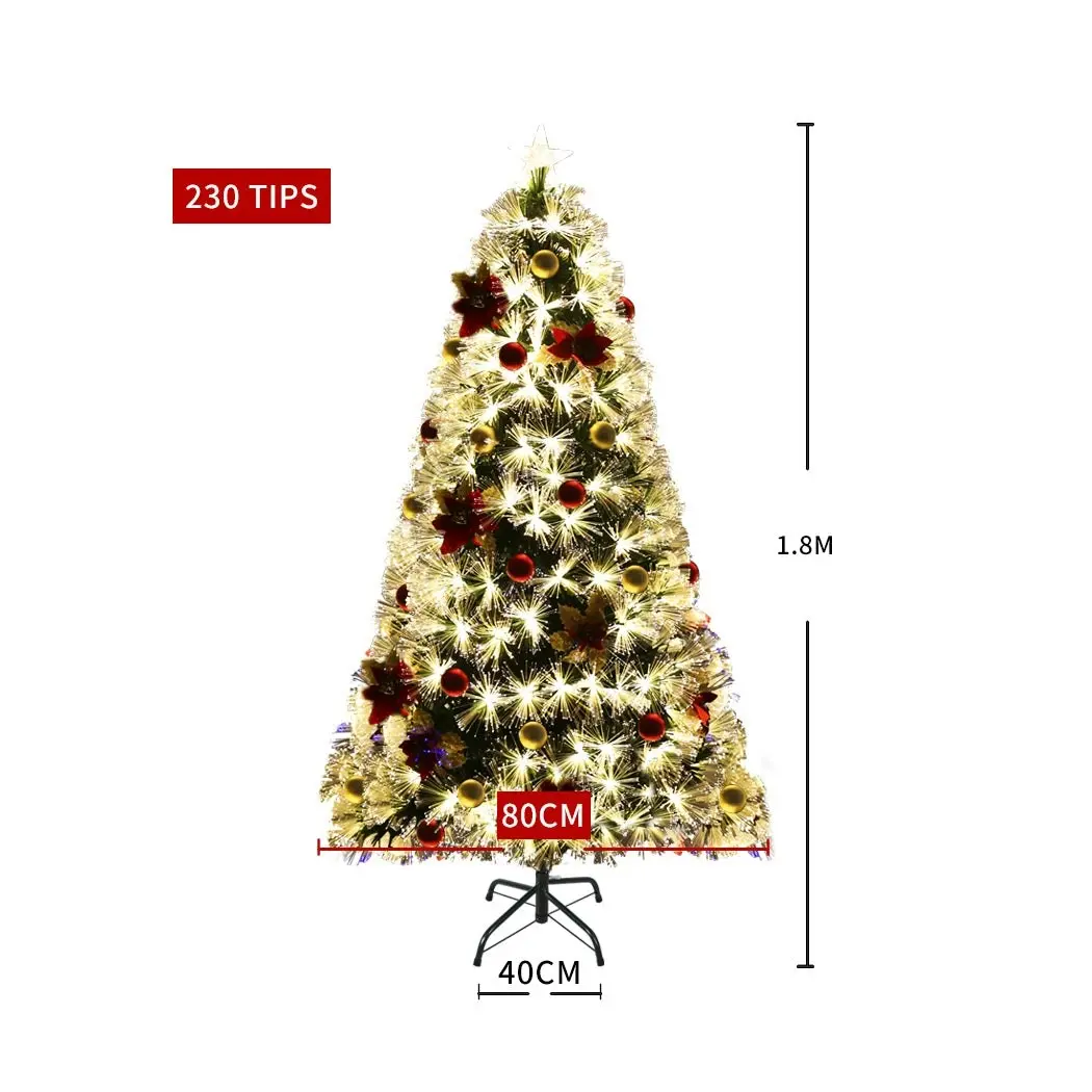 Santaco Christmas Tree 1.8M 6Ft Xmas Decorations Fibre Optic Multicolour Lights