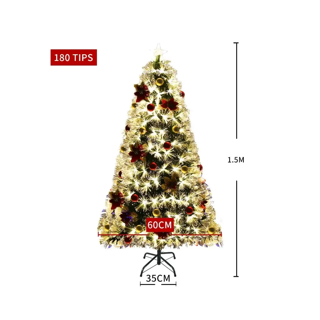 Santaco Christmas Tree 1.5M 5Ft Xmas Decorations Fibre Optic Multicolour Lights