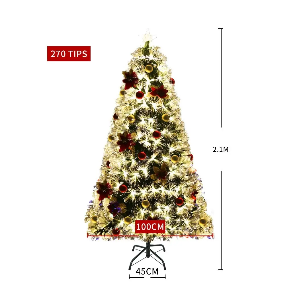 Santaco Christmas Tree 2.1M 7Ft Xmas Decorations Fibre Optic Multicolour Lights