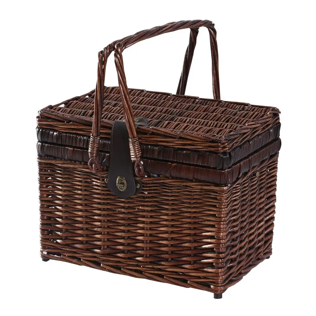 Traderight Group  4 Person Picnic Basket Set Outdoor Baskets Deluxe Willow Gift Storage Carry Trip