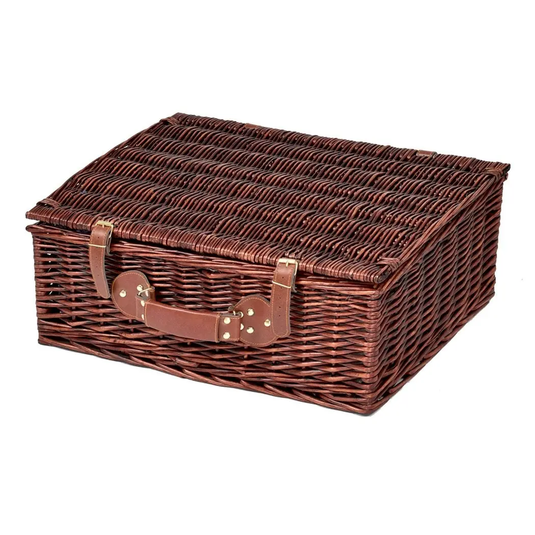 Traderight Group  4 Person Picnic Basket Baskets Set Outdoor Deluxe Willow Insulated Storage Carry