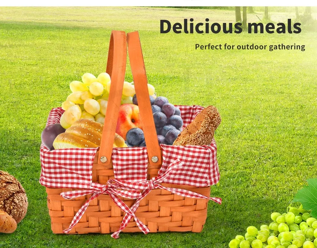 Traderight Group  Picnic Basket Outdoor Baskets Deluxe Willow Gift Storage Person Carry Foldable