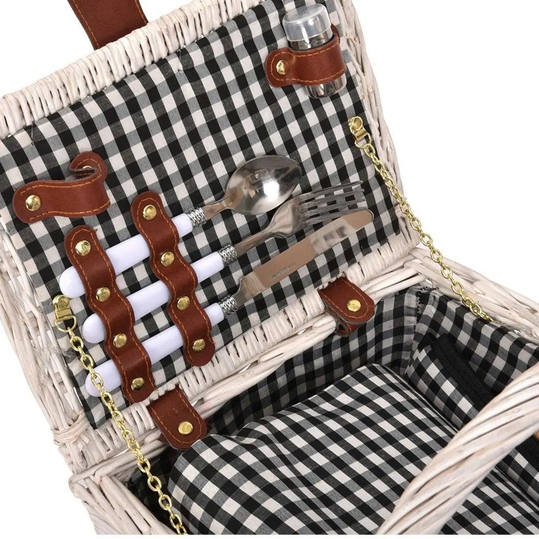 Traderight Group  2 Person Picnic Basket Baskets Set Outdoor Blanket Deluxe Willow Gift Storage