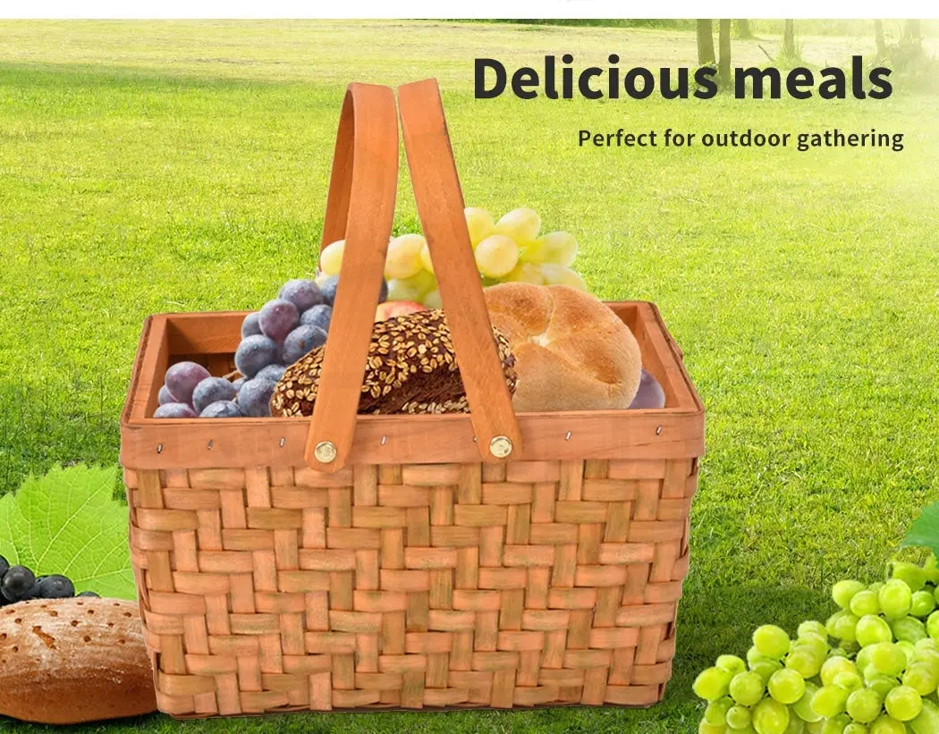 Traderight Group  Picnic Basket Baskets Outdoor Deluxe Willow Gift Storage Person Carry Foldable