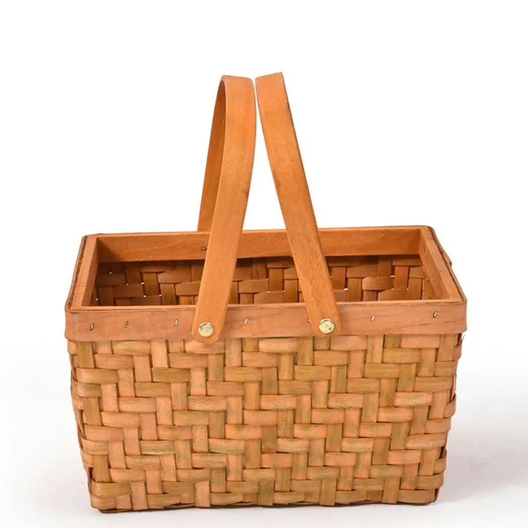 Traderight Group  Picnic Basket Baskets Outdoor Deluxe Willow Gift Storage Person Carry Foldable