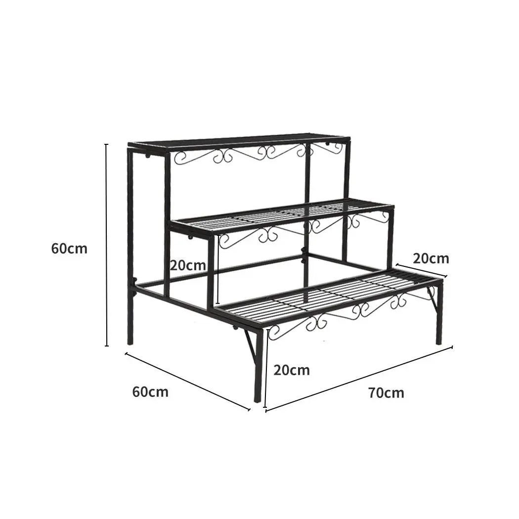 Levede 2x Plant Stands Outdoor Indoor Garden Metal 3 Tier Planter Corner Shelf