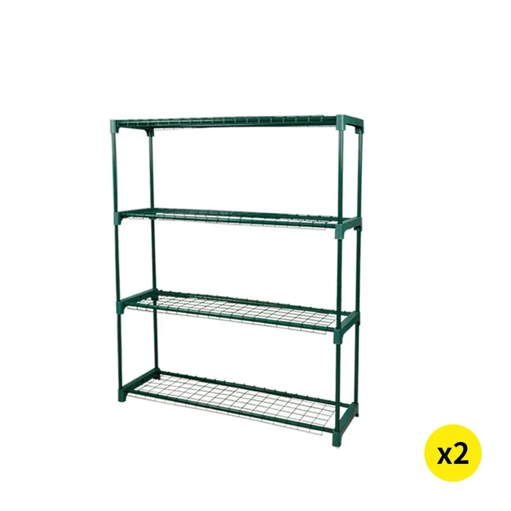 Levede 2x 4 Tier Plant Stand Shelves Garden Steel Storage Shelf Steel Frame