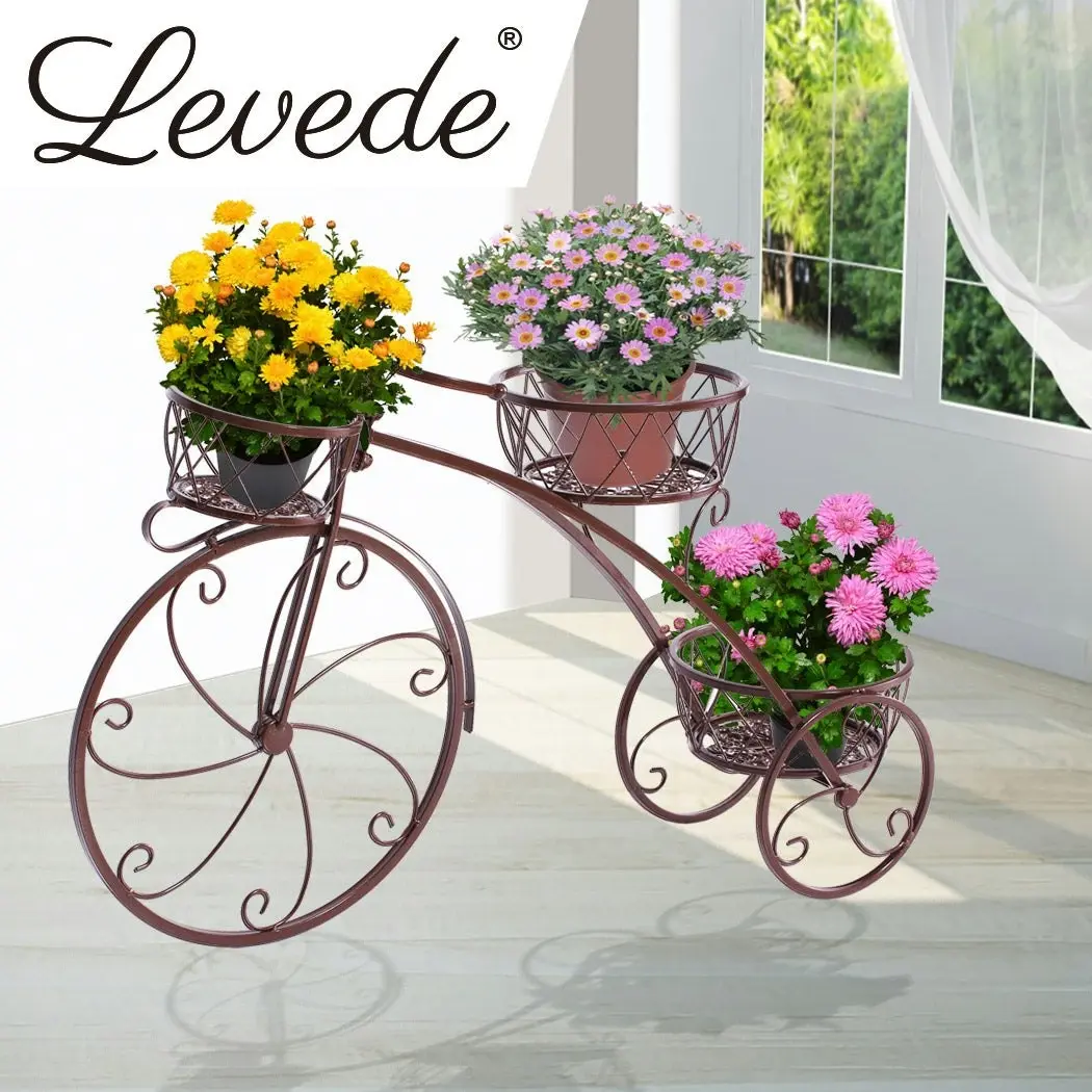 2x Levede Plant Stand Outdoor Indoor Metal Pot Garden Decor Flower Rack Shelf