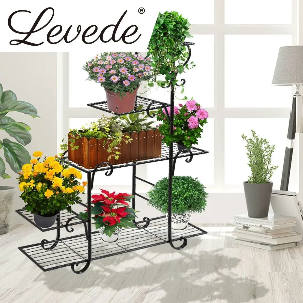 Levede Plant Stand Outdoor Indoor Metal Flower Pots Rack Corner Planter Shelf