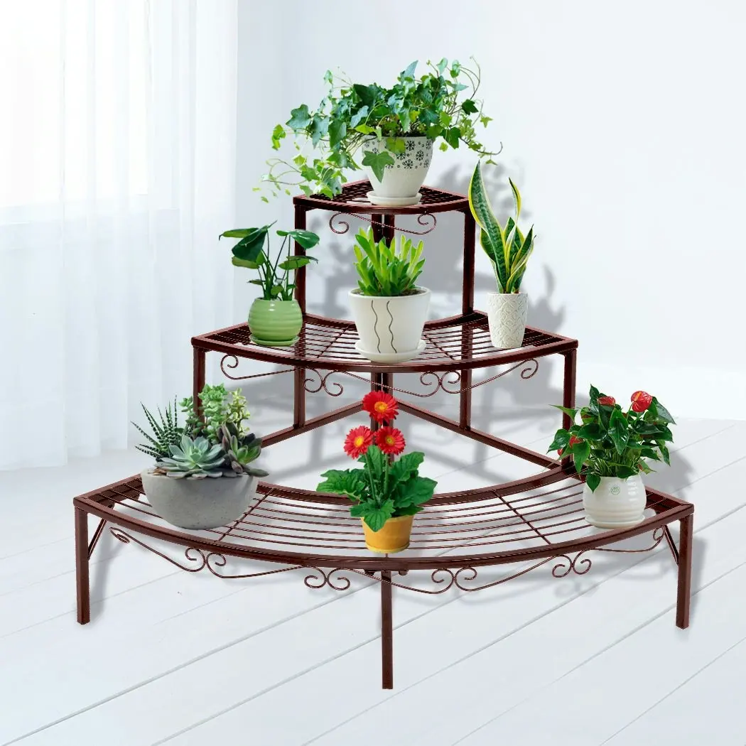 Levede Plant Stand Outdoor Indoor Metal Flower Pots Rack Corner Planter Shelf