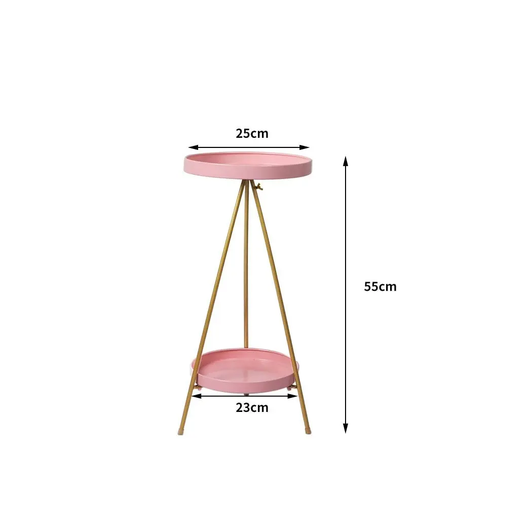 Levede Plant Stand 2 Tiers Outdoor Indoor Metal Flower Pots Rack Garden Pink