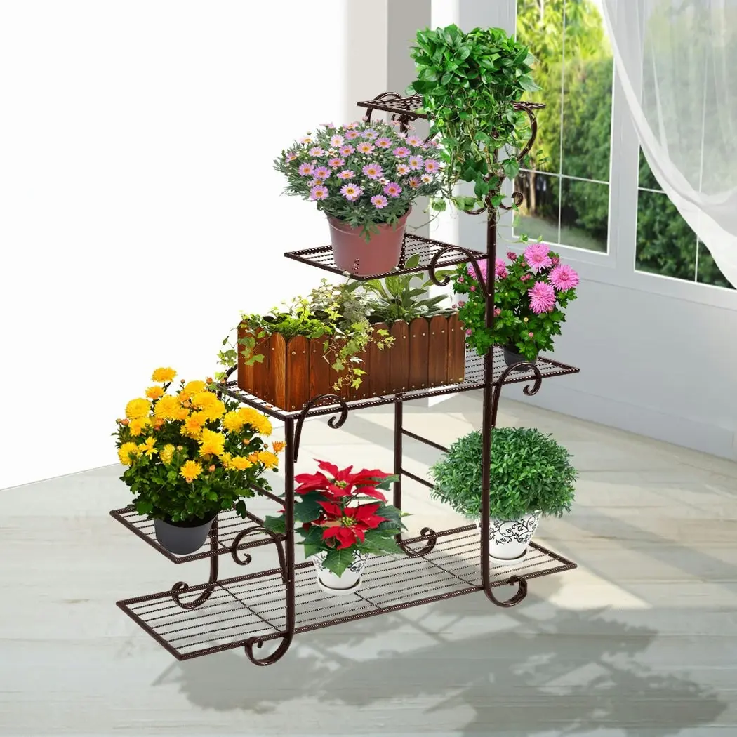 Levede Plant Stand Outdoor Indoor Metal Flower Pots Rack Corner Planter Shelf