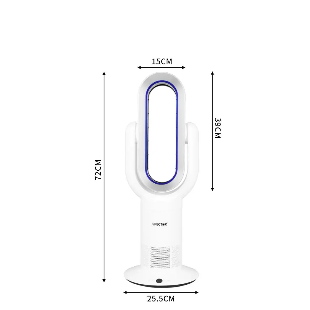 Spector Bladeless Electric Fan Cooler Heater Air Cool Sleep Timer All Season Use