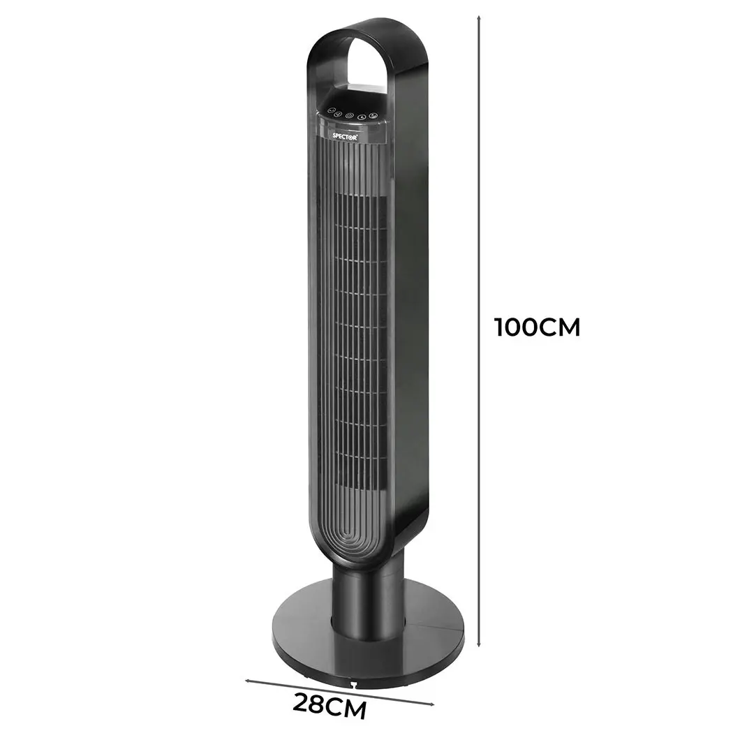 Spector Portable Bladeless Tower Fan 100cm Oscillating Remote Control LED Touch